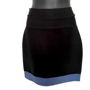 Herve Leger Black/Blue BodyCon Stretch Mini-Skirt - Size Medium